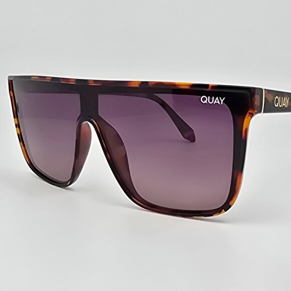 Quay Australia Nightfall Tortoise Frame Polarized Brown Lens Shield Sunglasses - Picture 1 of 15